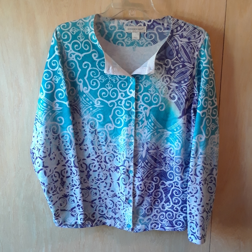 C&B aquamarine beautiful print, large sweater.